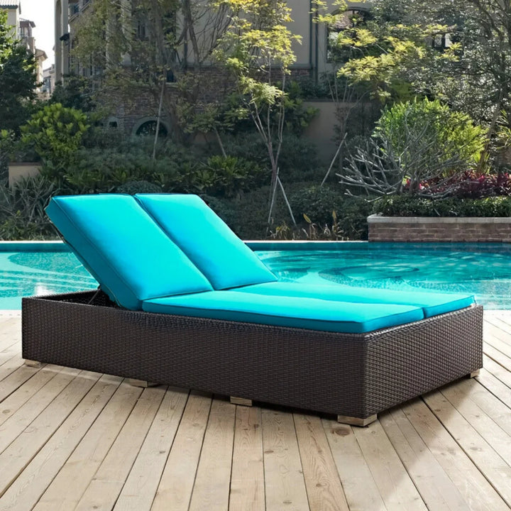 Yuthika Outdoor All-Weather Rattan Wicker Chaise Lounge Chair Set of 2