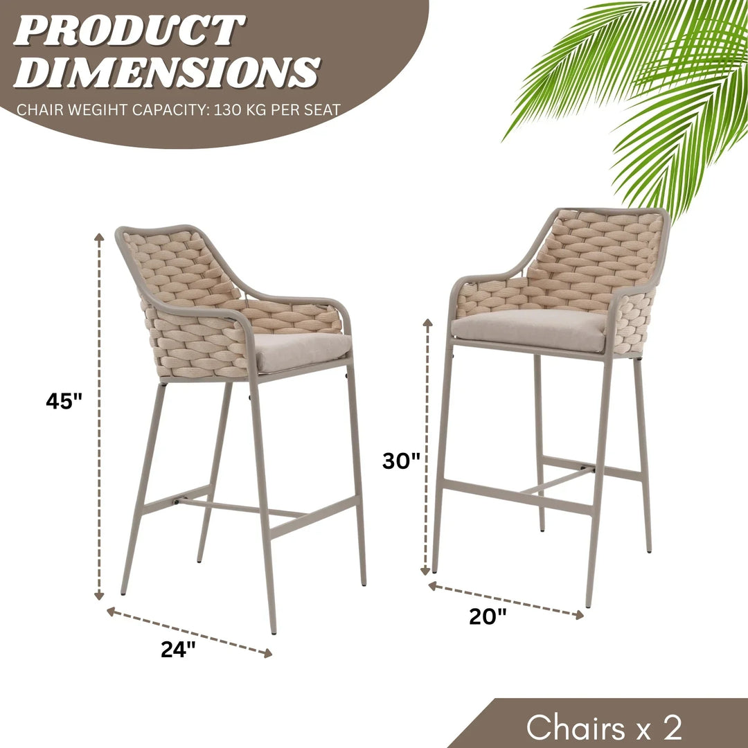 Rika 2-Piece Outdoor Rope Bar Chairs – Stylish Comfort Built to Last