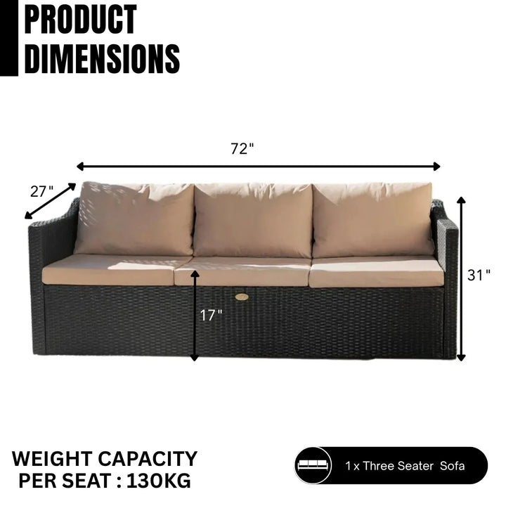 Indulekha Outdoor All-Weather Rattan Wicker Three Seater Sofa