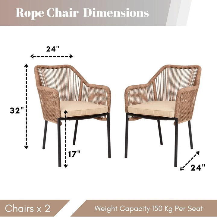Sonal 2-Piece Outdoor Rope Patio Dining Chairs