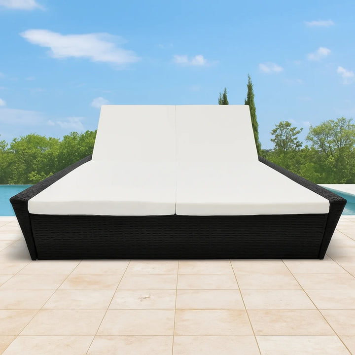 Outdoor Wicker Patio Double Seater Recliner Daybed