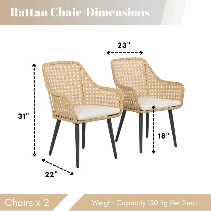 Shreya 2-Piece Outdoor Rattan Wicker Patio Dining Chairs