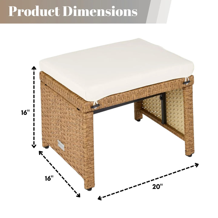 Liyana Set of 2 Wicker Ottomans, Multipurpose Outdoor Furniture