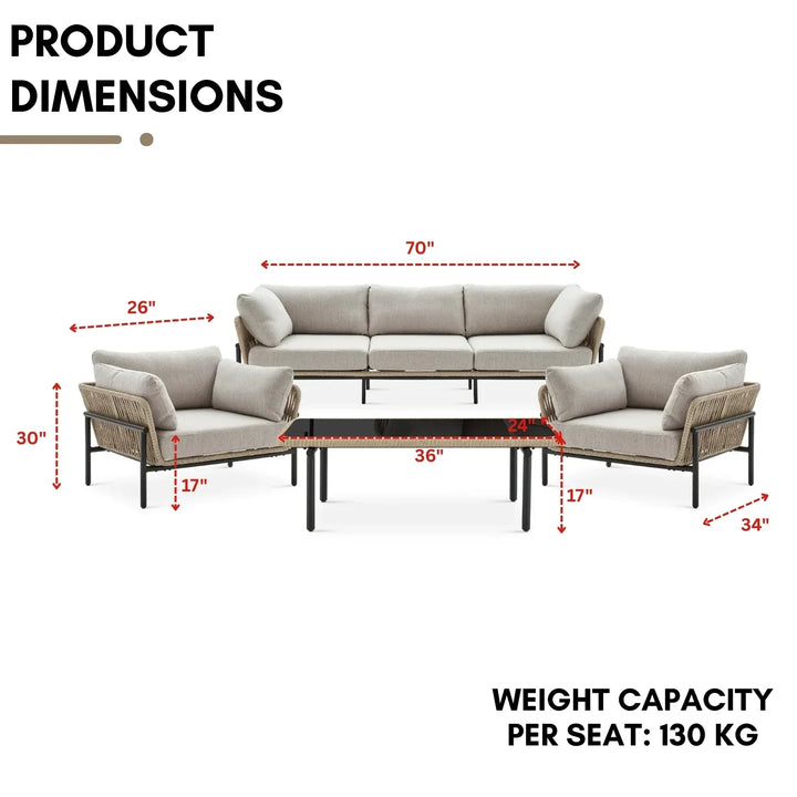 Tapasya Outdoor 4-Piece Rope Conversation Sofa Set