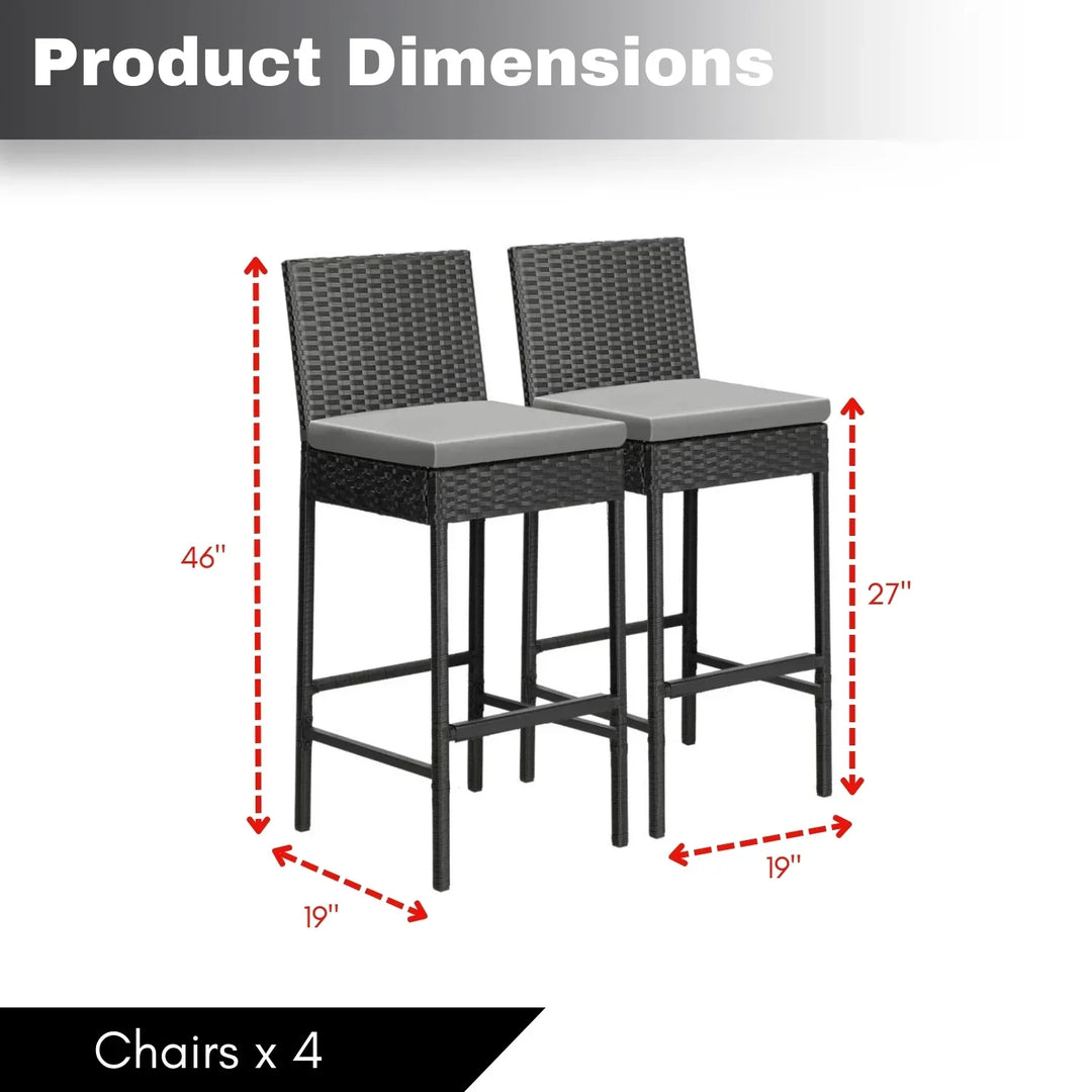 Mei 4-Piece Outdoor Rattan Wicker Bar Chairs