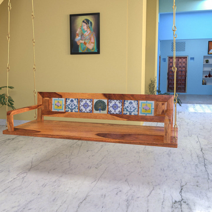 Laisha Melodious Multiple Tile Fitted Handmade Wooden Swing for Home