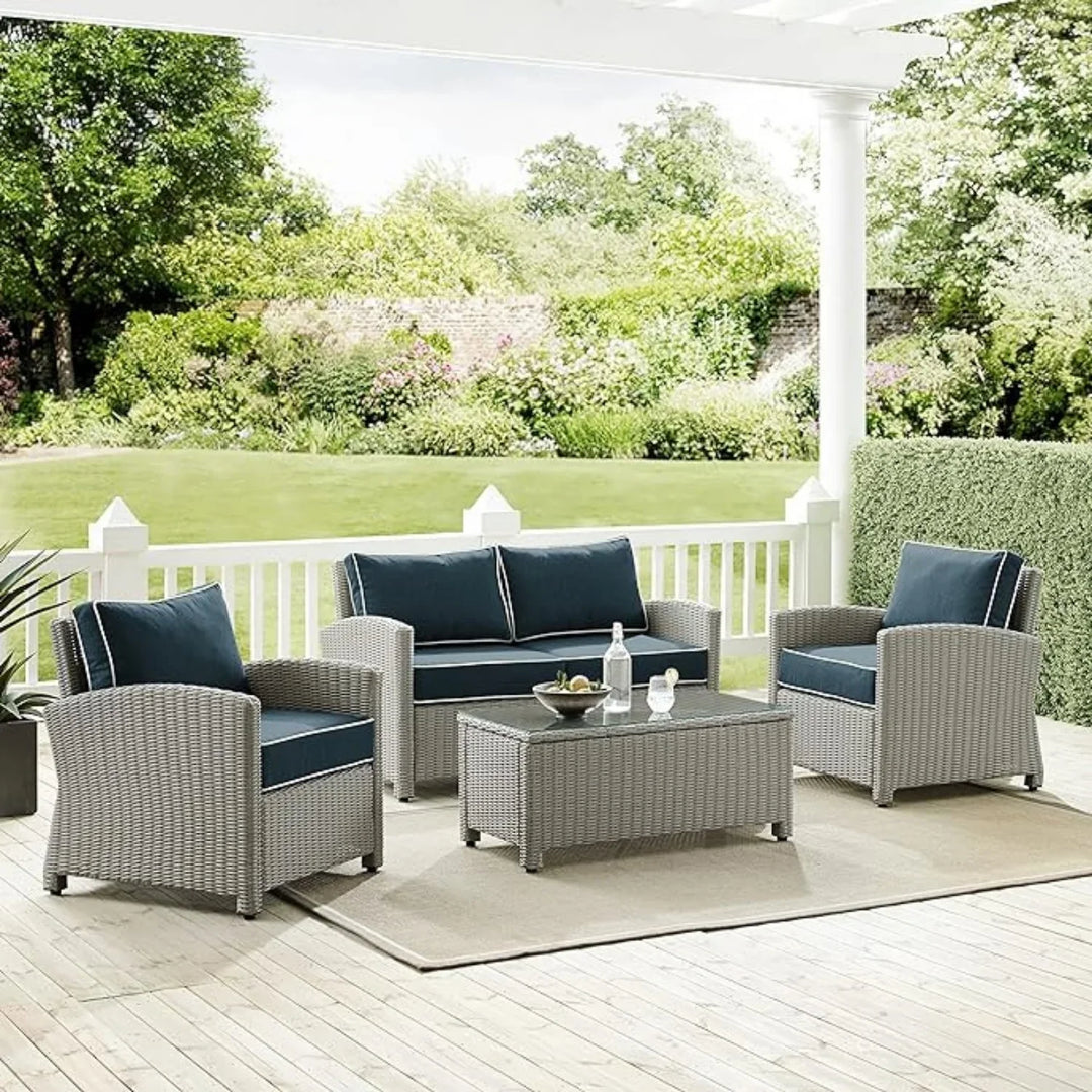 Zoe 4 Pieces Patio Furniture Set, Outdoor Sectional Sofa