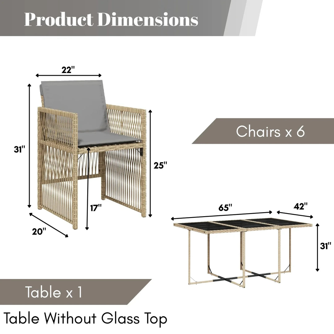 Karine Outdoor Rattan Wicker Dinning Set 7-Piece