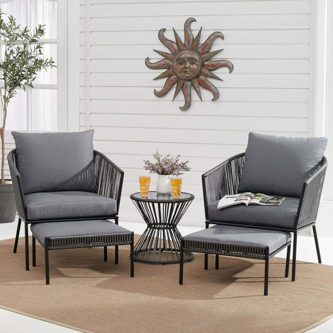 Harini Outdoor 5 Piece Rope Patio Sofa Set (Grey)
