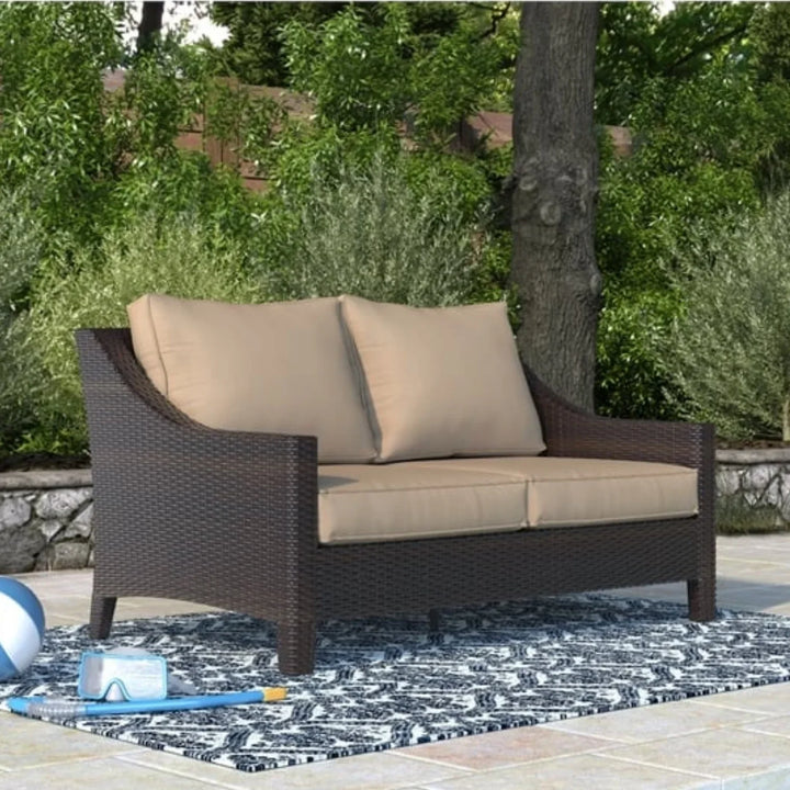 Yvonne Outdoor Rattan Wicker 1-Piece Loveseat Sofa