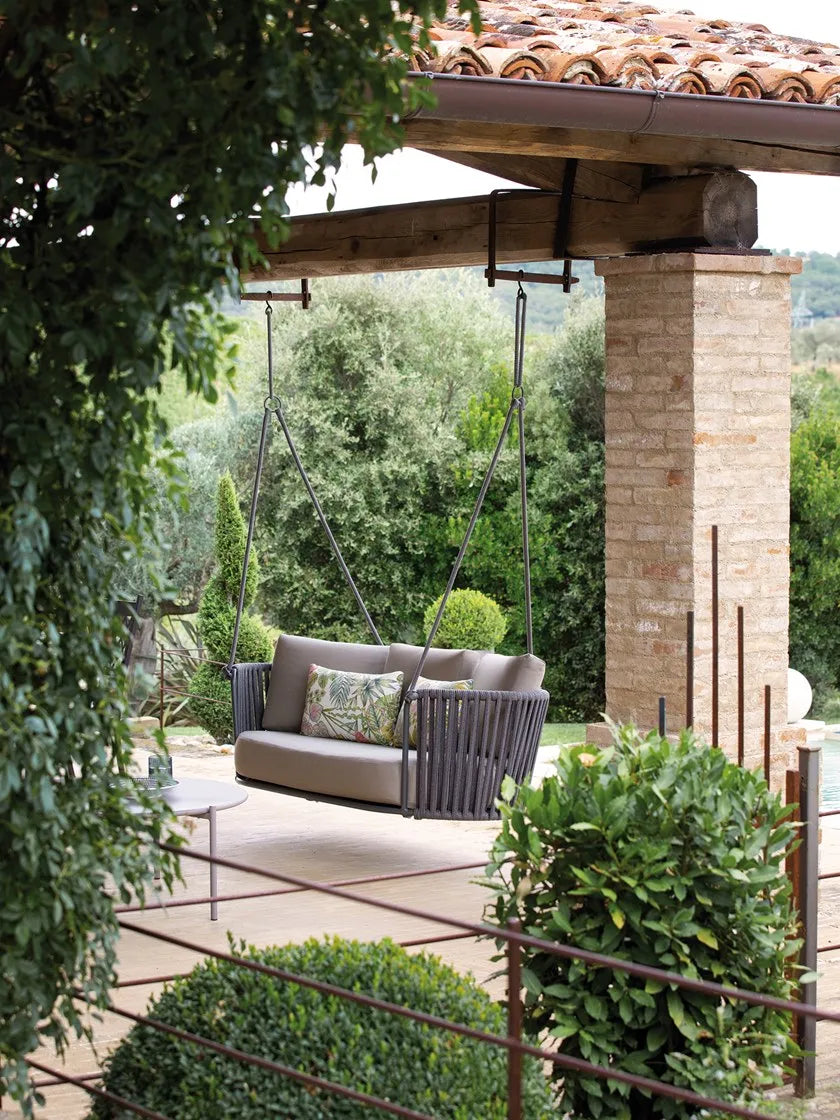 Gato Double Seater Hanging Swing Without Stand For Balcony , Garden Swing (Grey) Braided & Rope