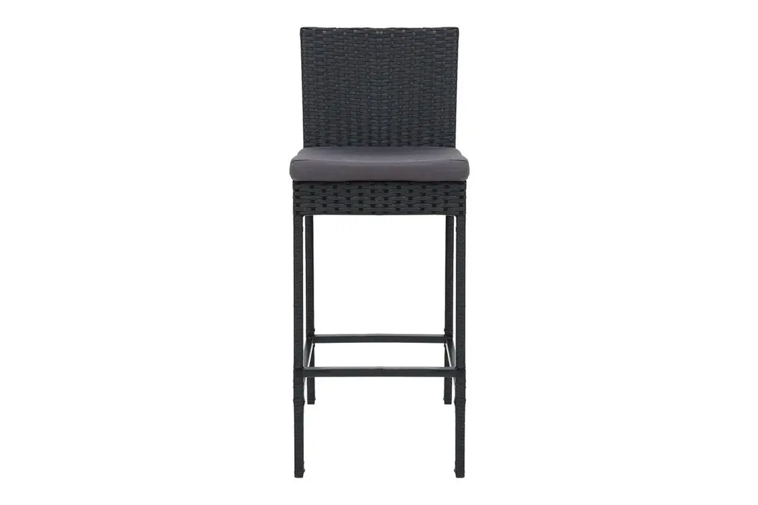 Nino Outdoor Patio Bar Chair 2 Chairs For Balcony (Black)