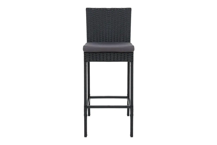 Nino Outdoor Patio Bar Chair 2 Chairs For Balcony (Black)