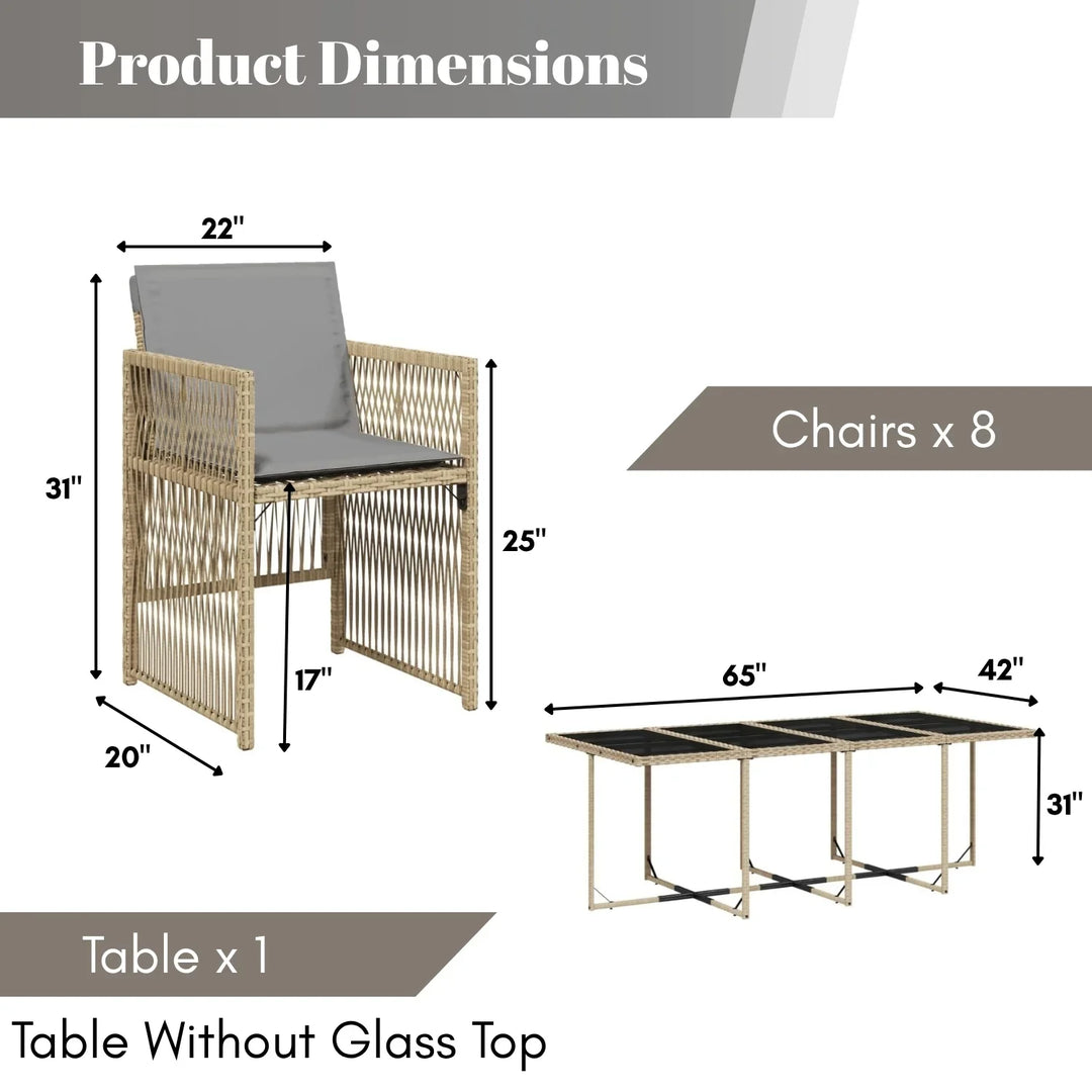 Lene Outdoor Rattan Wicker Dinning Set 9-Piece