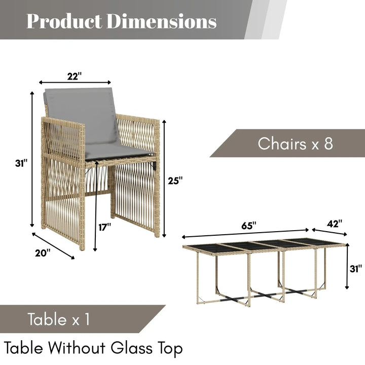 Lene Outdoor Rattan Wicker Dinning Set 9-Piece