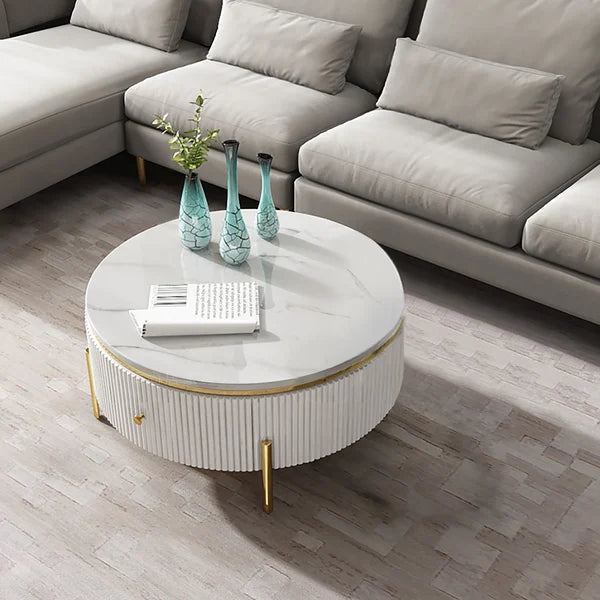 Belly Modern Round Coffee Table With Storage Tables
