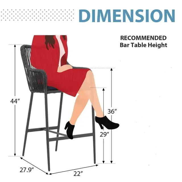 Feliciano Outdoor Patio Seating Set 2 Chairs Set Braided And Rope