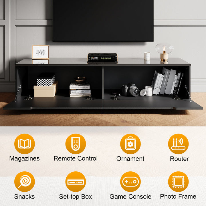 35×30 cm LED TV Cabinet – White & Black Gloss Finish