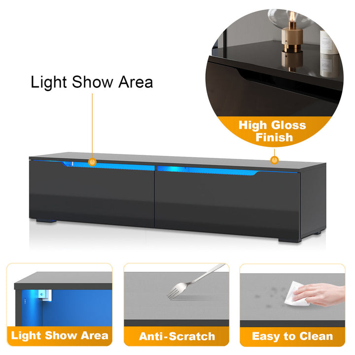 35×30 cm LED TV Cabinet – White & Black Gloss Finish