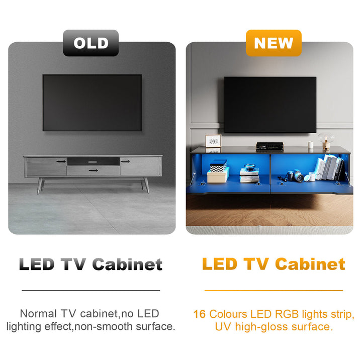 35×30 cm LED TV Cabinet – White & Black Gloss Finish