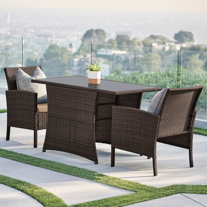 Amand Outdoor Patio Seating Set 2 Chairs and 1 Table Set (Brown)