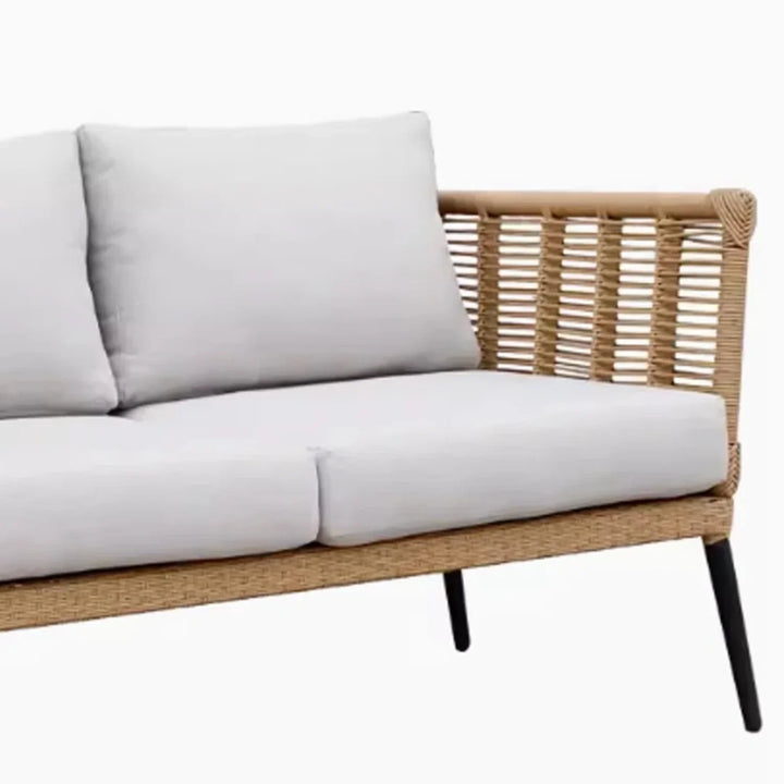Noura Outdoor Beige Rope 7-Seater Sofa Set With Glass Top Table