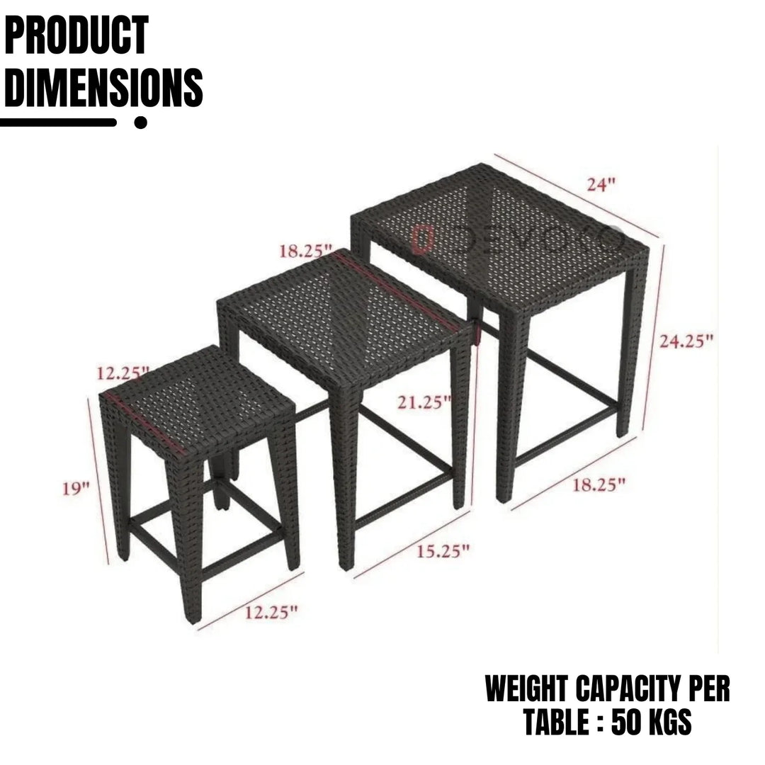 Sitara 3-Piece Wicker Garden Bistro Set in Dark Brown
