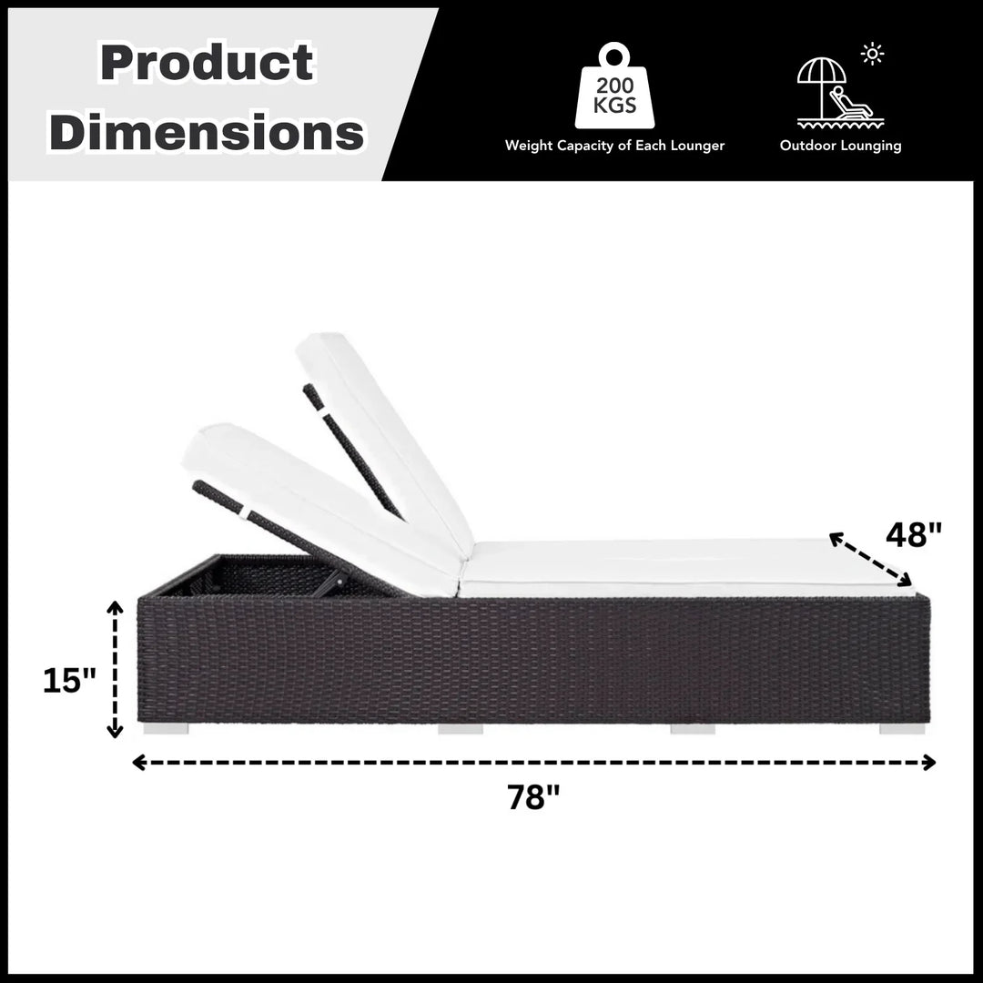 Zinia Outdoor All-Weather Rattan Wicker Chaise Lounge Chair Set of 2