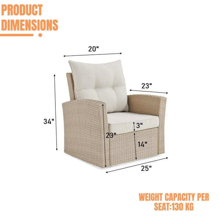 Hajar Outdoor All-Weather Wicker Single Seater Sofa