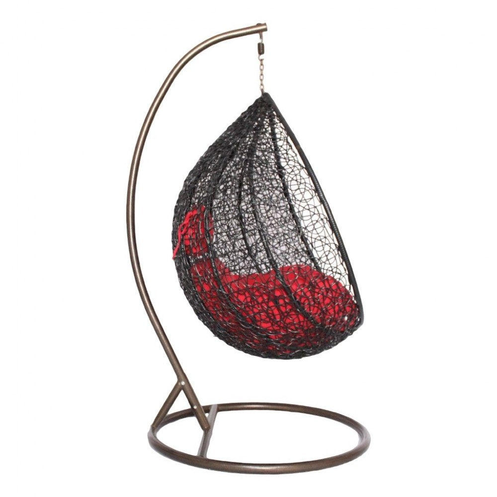 Eneide Single Seater Hanging Swing With Stand For Balcony , Garden Swing (Dark Brown)