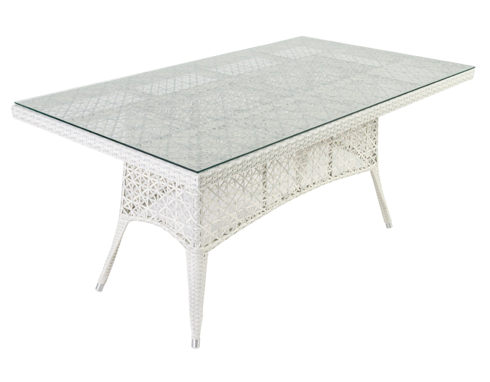 Lodovico Outdoor Patio Dining Set 6 Chairs and 1 Table (Pearl white)