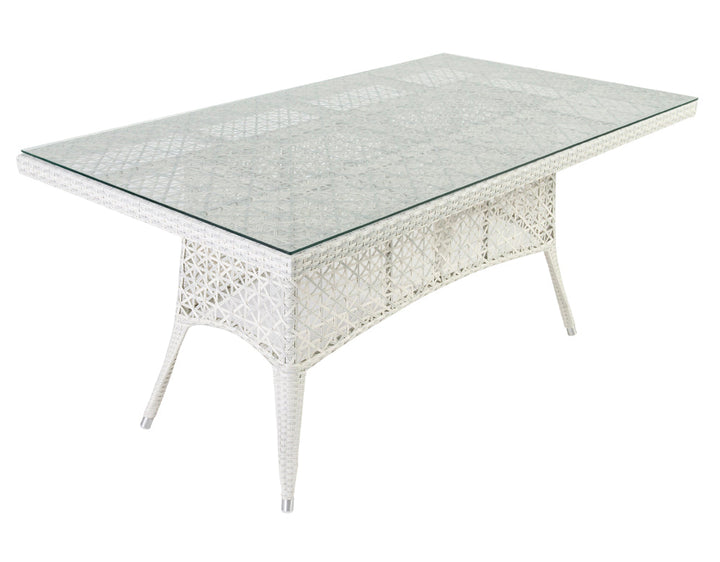 Lodovico Outdoor Patio Dining Set 6 Chairs and 1 Table (Pearl white)