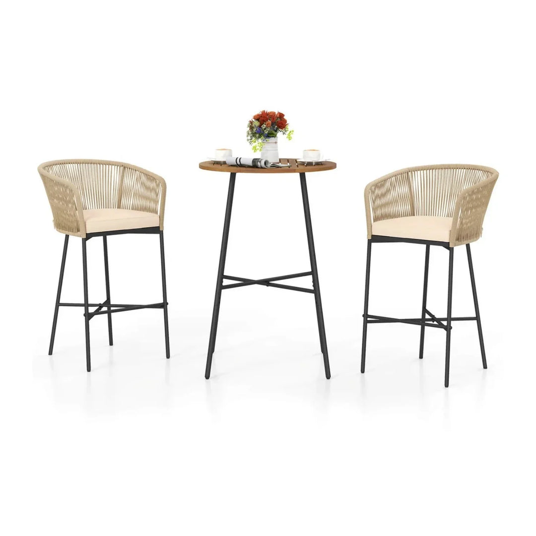 Gauravi Premium Outdoor Rope Bar Set With a High-Top Round Table