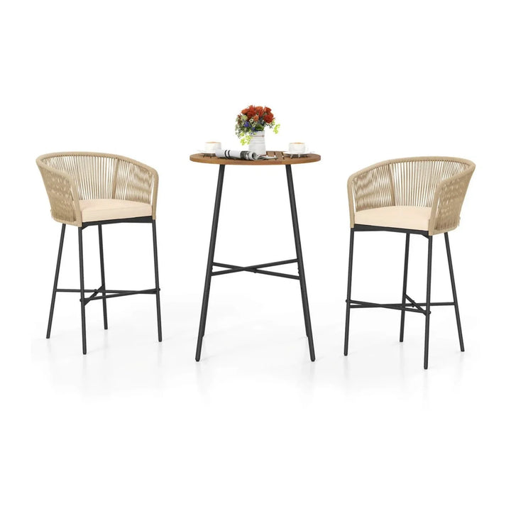 Gauravi Premium Outdoor Rope Bar Set With a High-Top Round Table