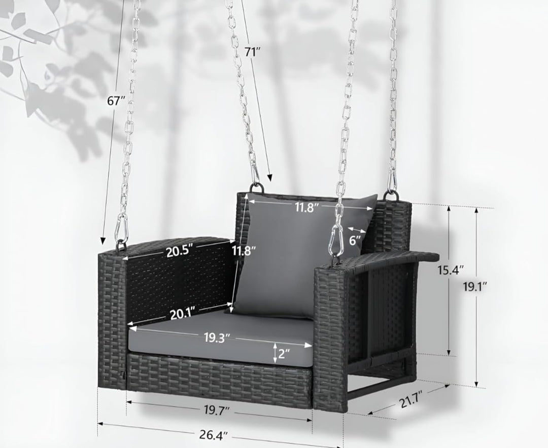 Trellis Single Seater Hanging Swing Without Stand For Balcony, Garden Swing (Black)