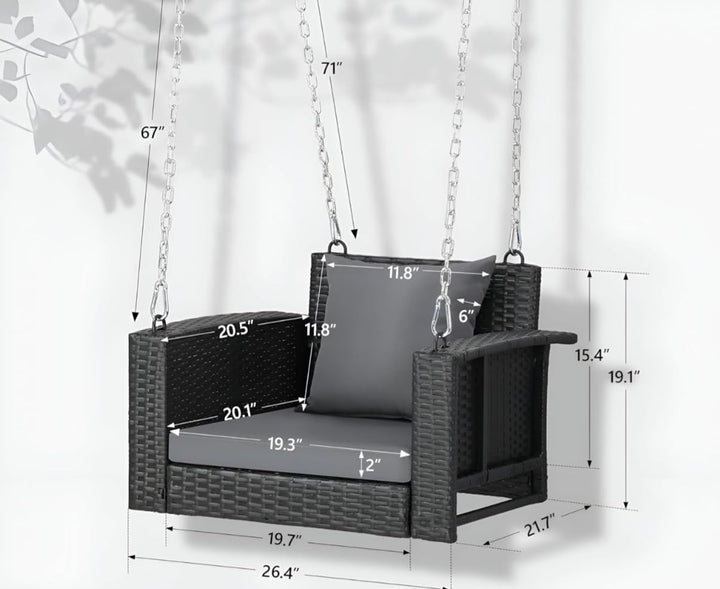 Trellis Single Seater Hanging Swing Without Stand For Balcony, Garden Swing (Black)