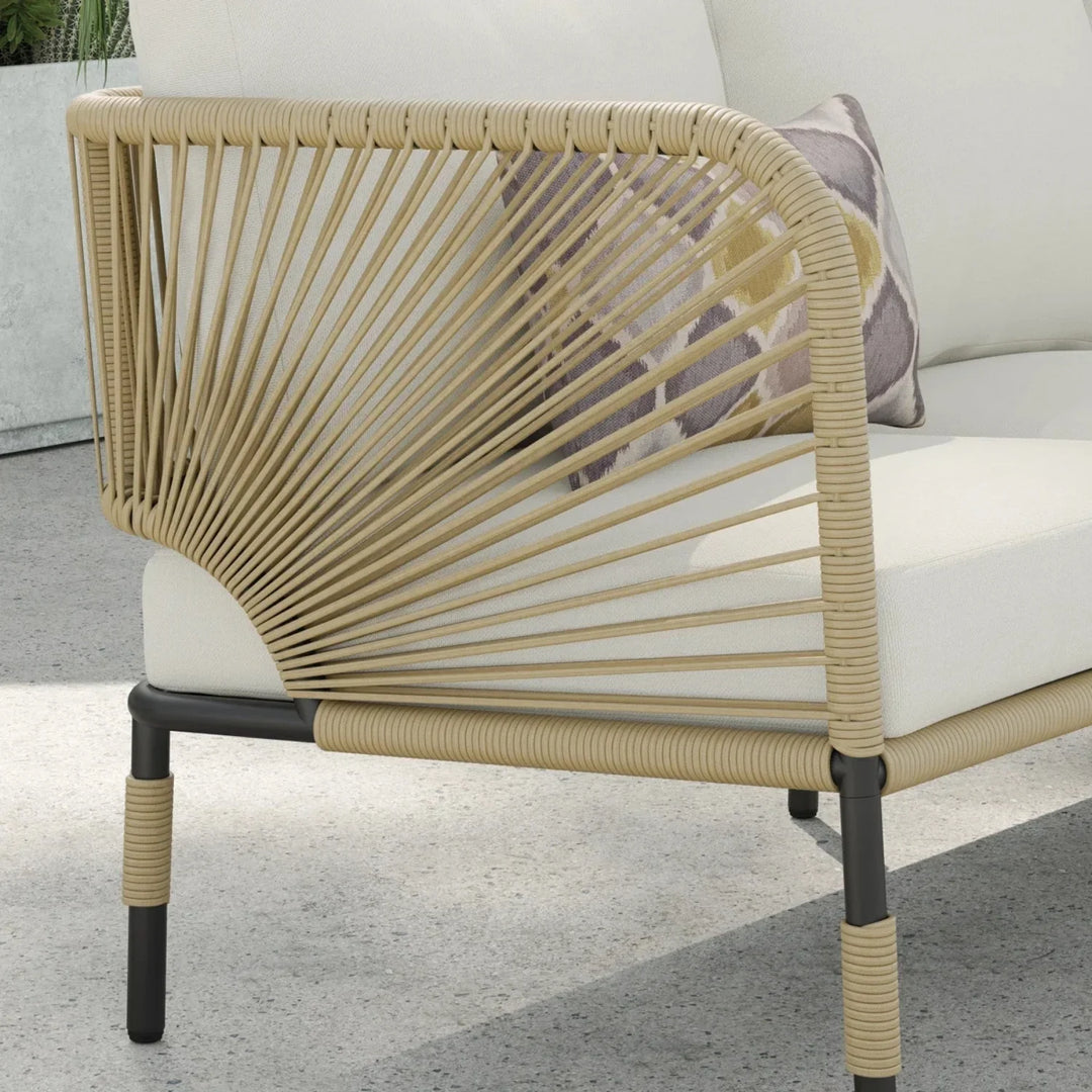 Amoura Outdoor Rope 5-Seater Sofa Set With Glass Top Table