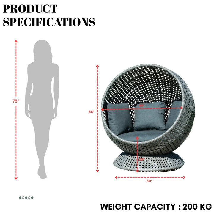 Outdoor Single Seater Basket Swing For Balcony & Garden