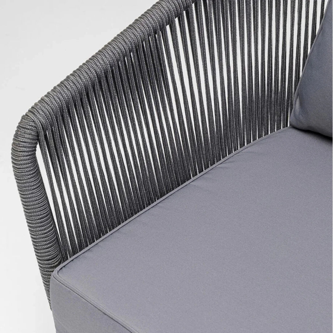 Zariah Outdoor Rope 5-Seater Patio Sofa Set with Glass Top Table (Grey)