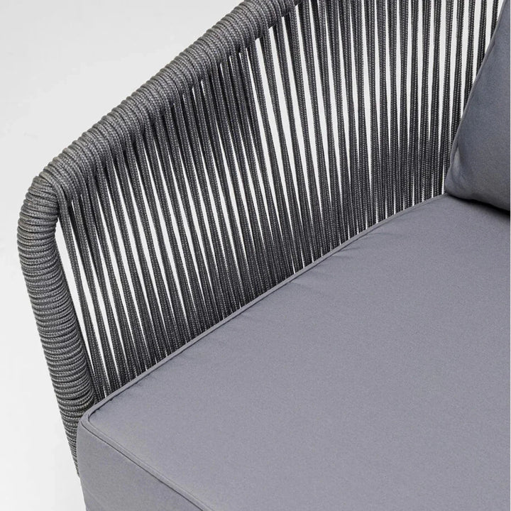 Zariah Outdoor Rope 5-Seater Patio Sofa Set with Glass Top Table (Grey)