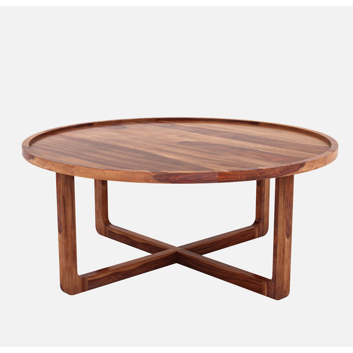 Harry Sheesham Wood Round Coffee Table For Living Room