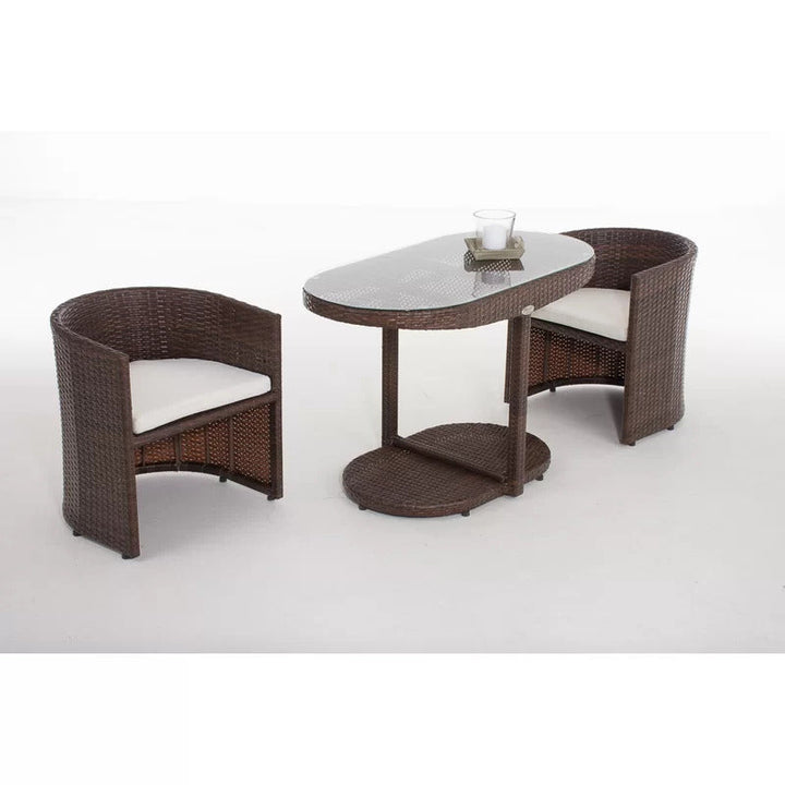 Dotcal Outdoor Patio Seating Set 2 Chairs and 1 Table Set (Brown)