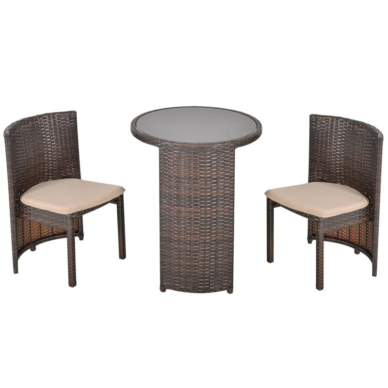 Vavrik Outdoor Patio Seating Set 2 Chairs and 1 Table Set (Brown)