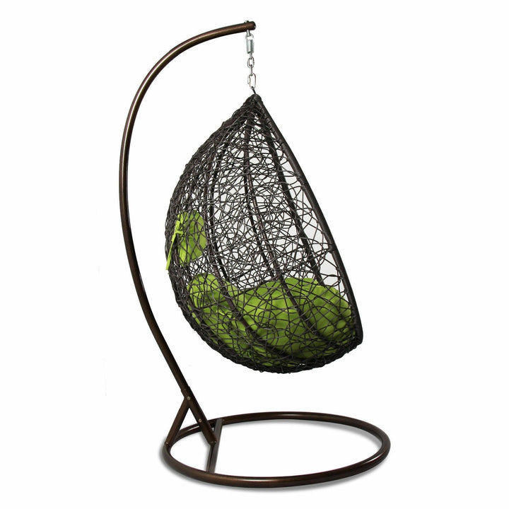 Bartolomeo Single Seater Hanging Swing With Stand For Balcony , Garden Swing (Dark Brown)