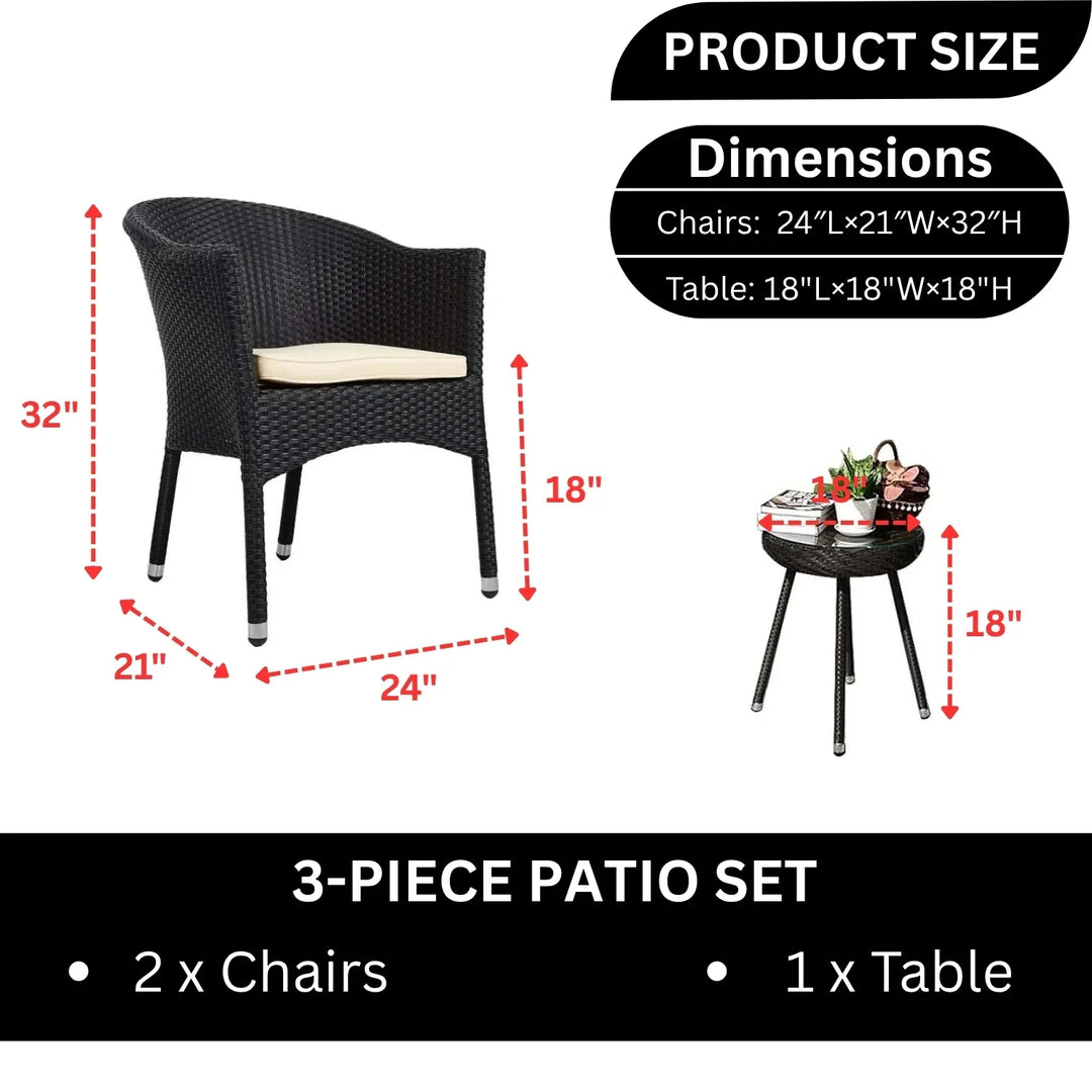 Ishani 3-Piece Outdoor Rattan Wicker Patio Set