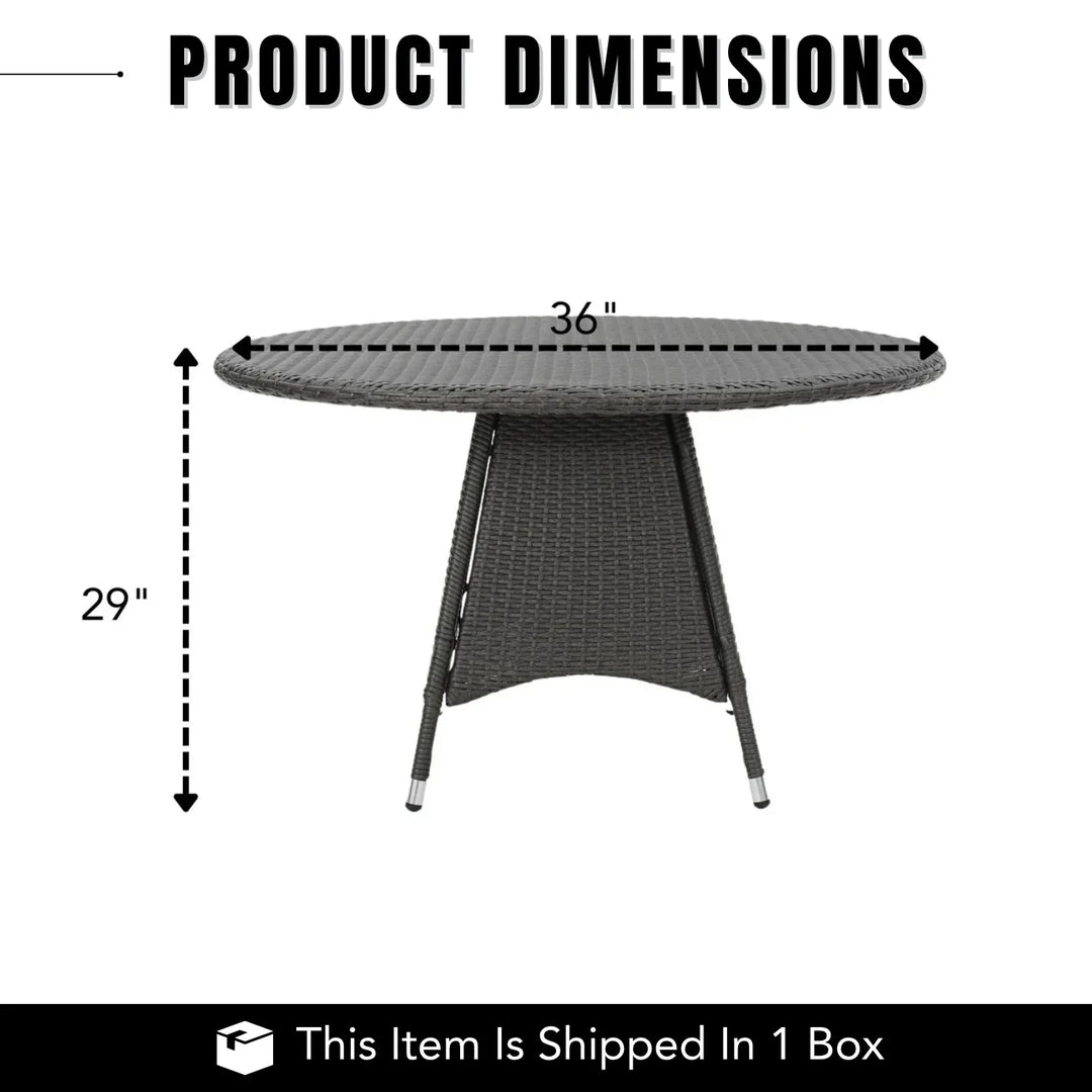 Rokia Outdoor Rattan Wicker Round Patio Table (Black)