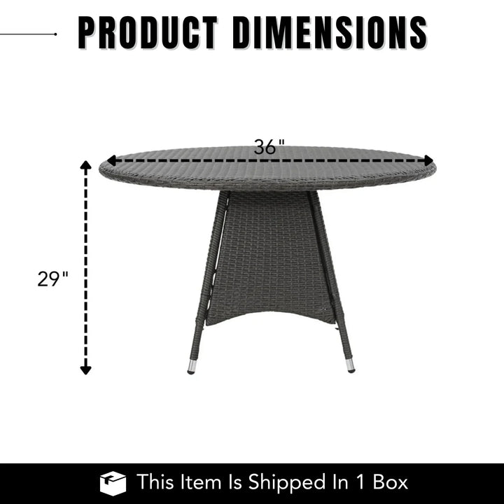 Rokia Outdoor Rattan Wicker Round Patio Table (Black)