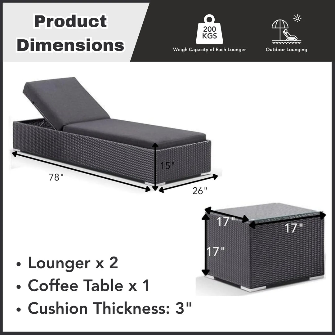 Outdoor Wicker Lounge Chairs Set of 2