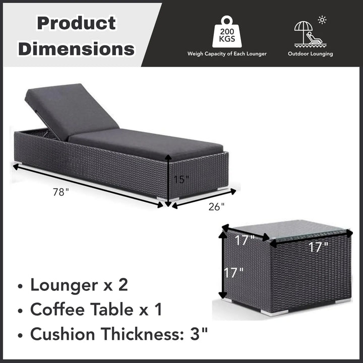 Outdoor Wicker Lounge Chairs Set of 2