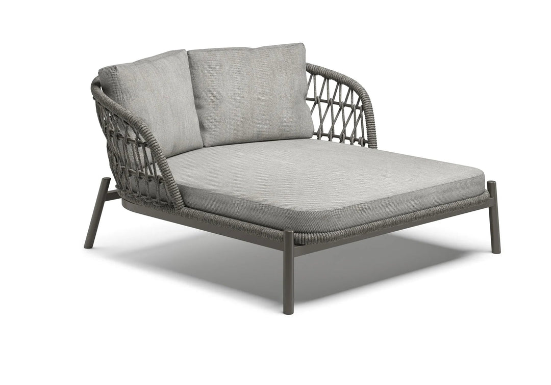 Ecer Outdoor Poolside Sunbed With Cushion Daybed Braided & Rope